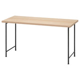 LAGKAPTEN / SPÄND desk, white stained oak effect/black, 140x60 cm