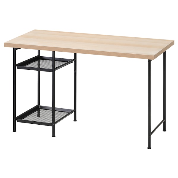 LAGKAPTEN / SPÄND desk, white stained oak effect/black, 120x60 cm