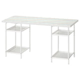 LAGKAPTEN / SPÄND desk, grid multicolour/white, 140x60 cm