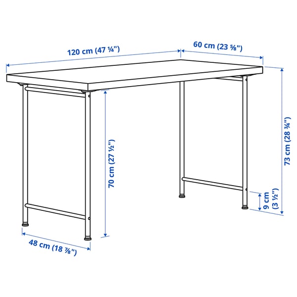 LAGKAPTEN / SPÄND desk, black-brown/white, 120x60 cm