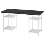 LAGKAPTEN / SPÄND desk, black-brown/white, 140x60 cm