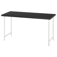 LAGKAPTEN / SPÄND desk, black-brown/white, 140x60 cm