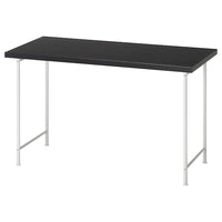 LAGKAPTEN / SPÄND desk, black-brown/white, 120x60 cm