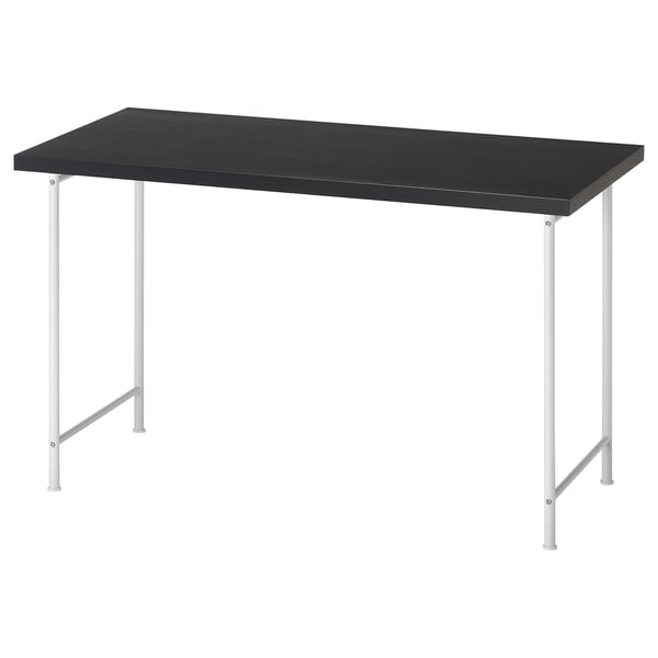 LAGKAPTEN / SPÄND desk, black-brown/white, 120x60 cm