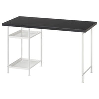 LAGKAPTEN / SPÄND desk, black-brown/white, 120x60 cm