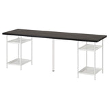 LAGKAPTEN / SPÄND desk, black-brown/white, 200x60 cm