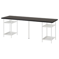 LAGKAPTEN / SPÄND desk, black-brown/white, 200x60 cm