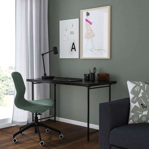 LAGKAPTEN / SPÄND desk, black-brown/black, 120x60 cm