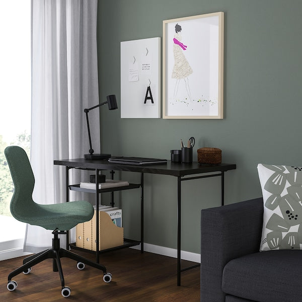 LAGKAPTEN / SPÄND desk, black-brown/black, 120x60 cm