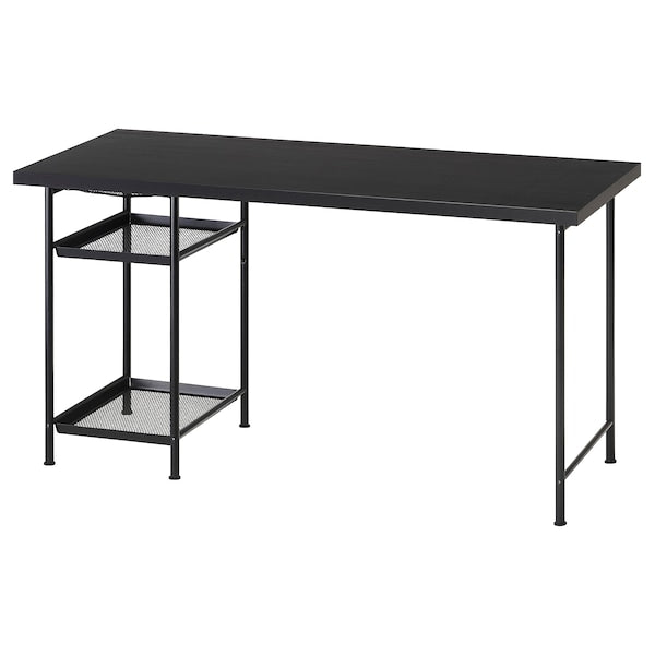 LAGKAPTEN / SPÄND desk, black-brown/black, 140x60 cm