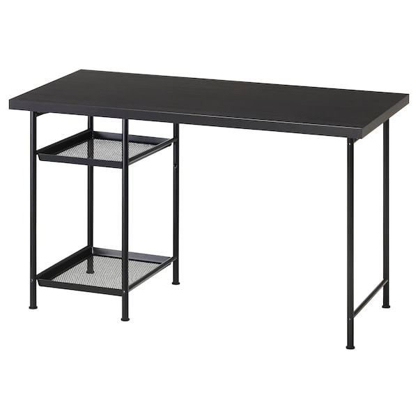 LAGKAPTEN / SPÄND desk, black-brown/black, 120x60 cm