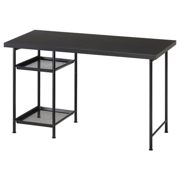 LAGKAPTEN / SPÄND desk, black-brown/black, 120x60 cm