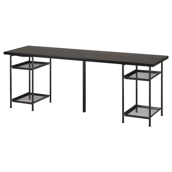 LAGKAPTEN / SPÄND desk, black-brown/black, 200x60 cm