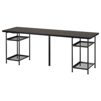 LAGKAPTEN / SPÄND desk, black-brown/black, 200x60 cm