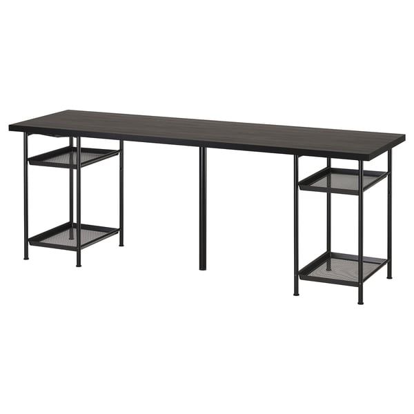 LAGKAPTEN / SPÄND desk, black-brown/black, 200x60 cm