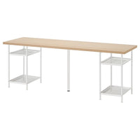 LAGKAPTEN / SPÄND desk, white stained oak/white, 200x60 cm