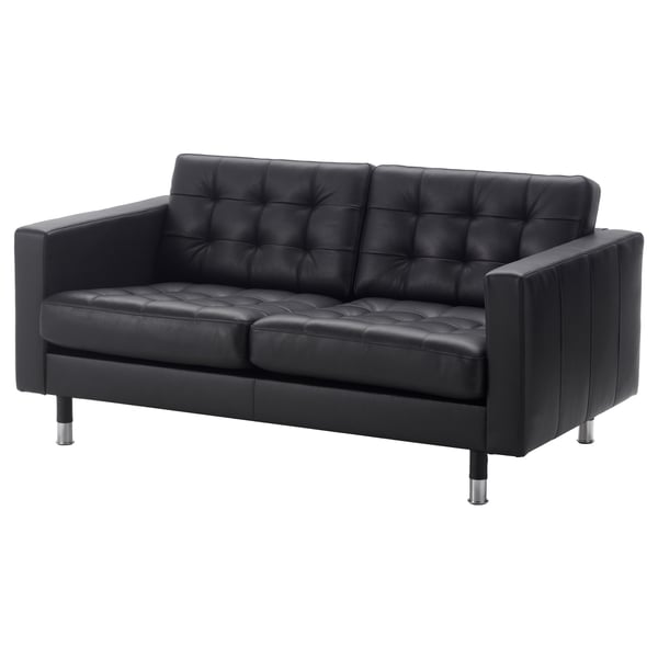 LANDSKRONA two-seat sofa, Grann/Bomstad black/metal, 164x64x89 cm