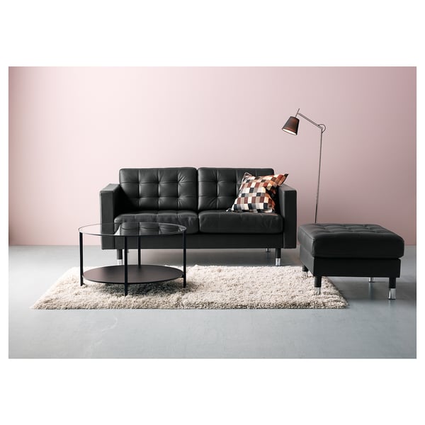 LANDSKRONA two-seat sofa, Grann/Bomstad black/metal, 164x64x89 cm