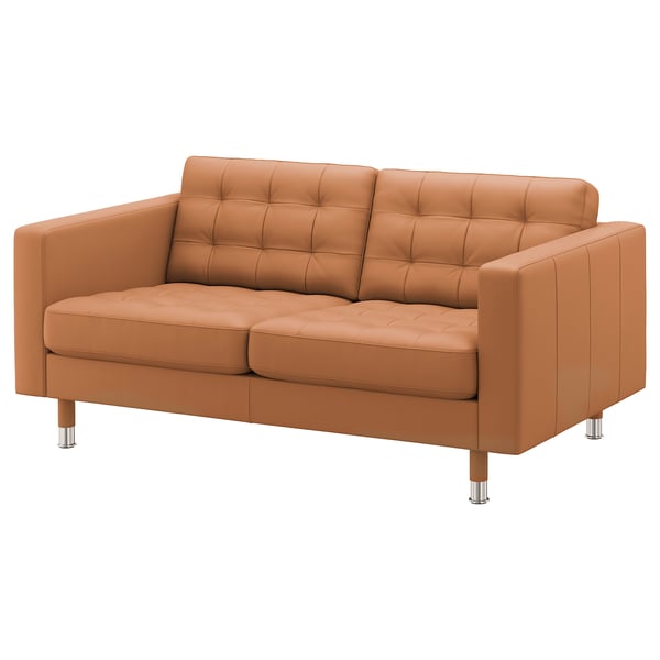 LANDSKRONA 2-seat sofa, Grann/Bomstad golden-brown/metal, 140x64x89 cm