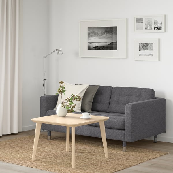 LANDSKRONA 2-seat sofa, Gunnared dark grey/metal, 140x64x89 cm