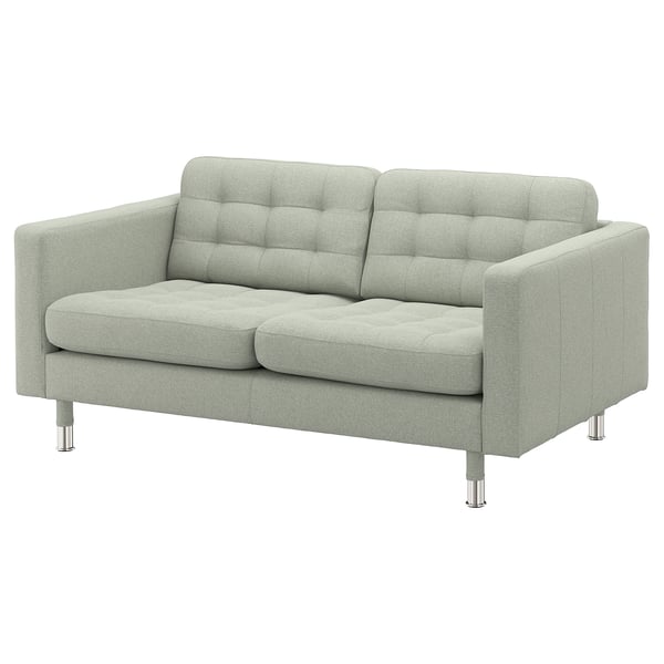 LANDSKRONA 2-seat sofa, Gunnared light green/metal, 140x64x89 cm