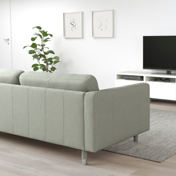 LANDSKRONA 2-seat sofa, Gunnared light green/metal, 140x64x89 cm
