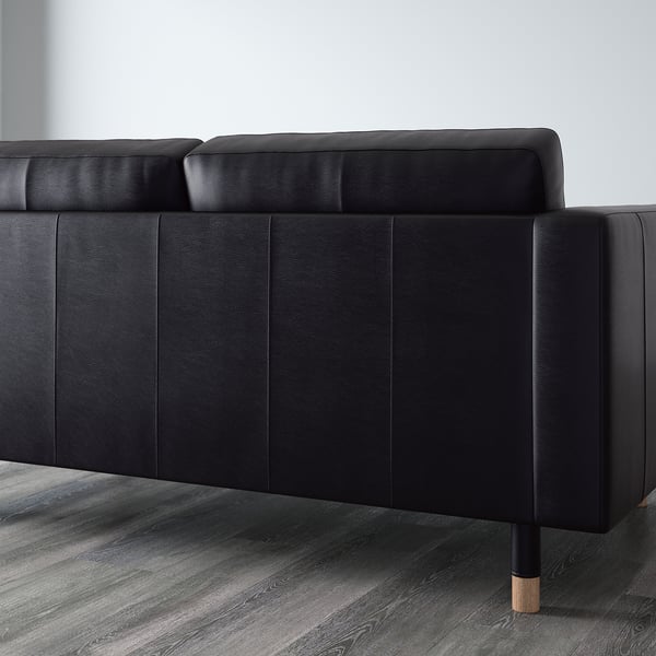 LANDSKRONA three-seat sofa, Grann/Bomstad black/wood, 204x64x89 cm