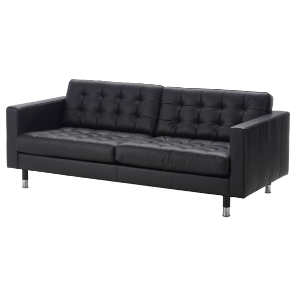 LANDSKRONA three-seat sofa, Grann/Bomstad black/metal, 204x64x89 cm