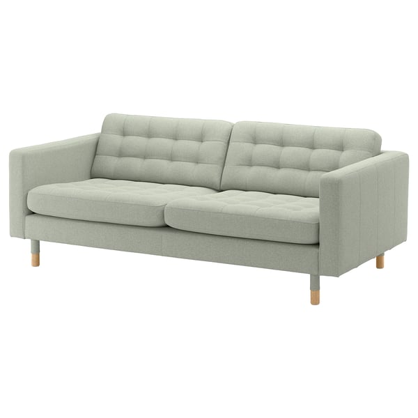 LANDSKRONA 3-seat sofa, Gunnared light green/wood