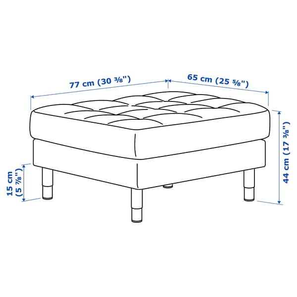 LANDSKRONA footstool, Grann/Bomstad black/wood, 77x65 cm