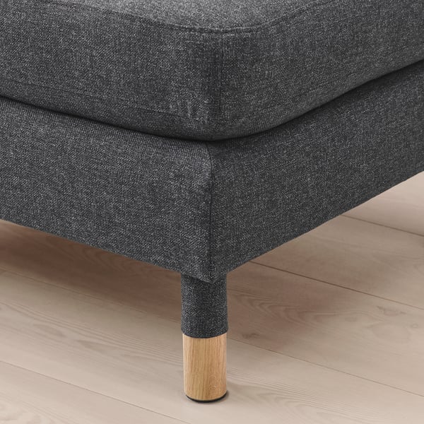 LANDSKRONA footstool, Gunnared dark grey/wood, 77x65 cm