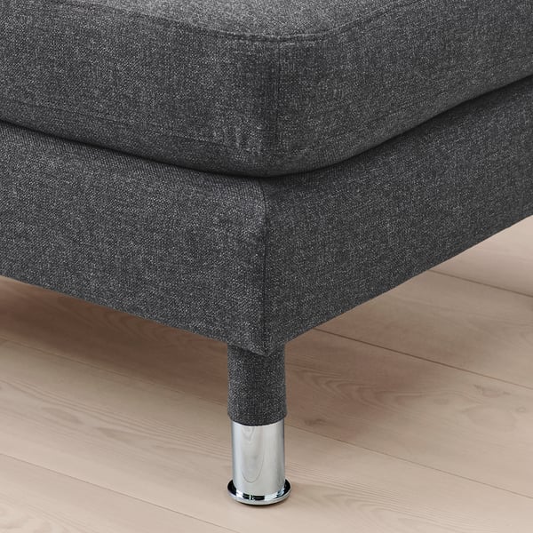 LANDSKRONA footstool, Gunnared dark grey/metal, 77x65 cm