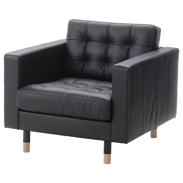 LANDSKRONA armchair, Grann/Bomstad black/wood, 65x78x89 cm