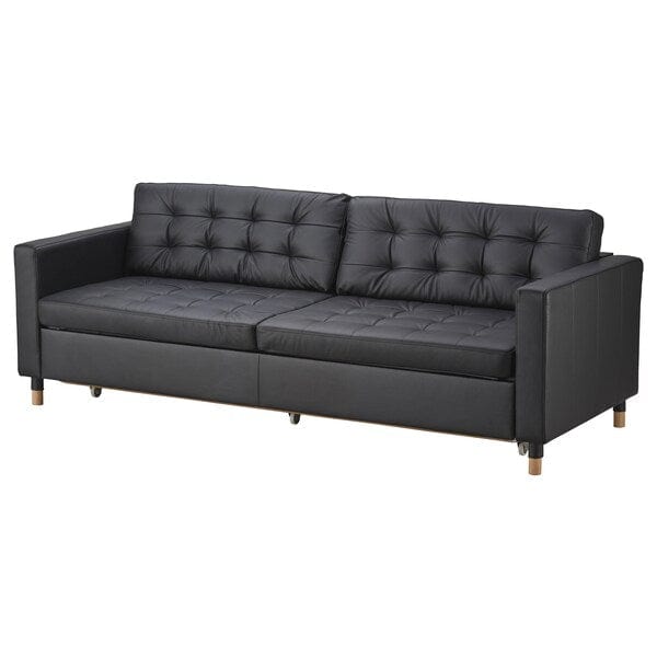 LANDSKRONA - 3-seater sofa frame, Grann/Bomstad black