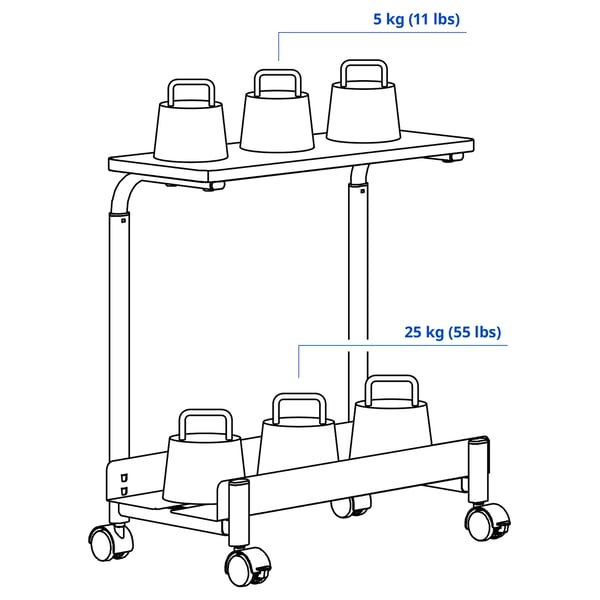 LÅNESPELARE computer cart with shelf, black, 50x27 cm