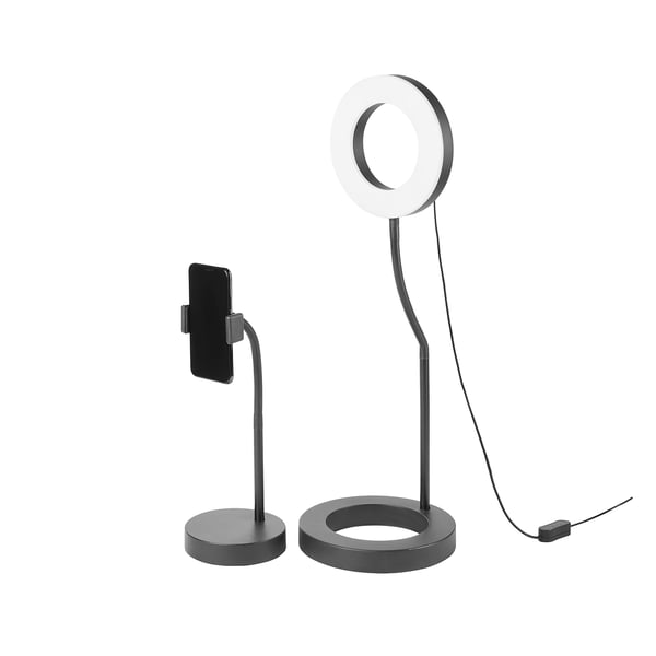 LÅNESPELARE ring light with phone holder, 20 cm