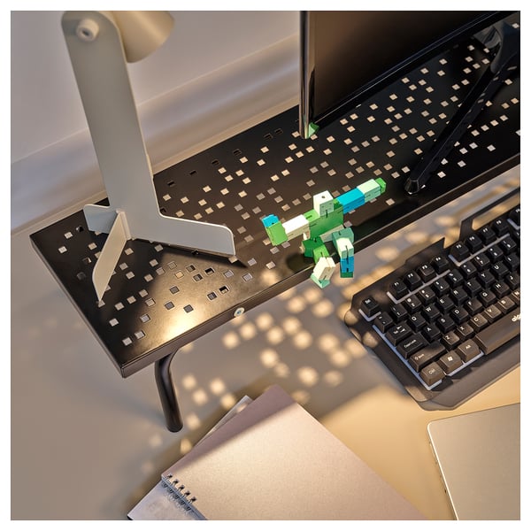 LÅNESPELARE monitor stand, black, 97x19 cm