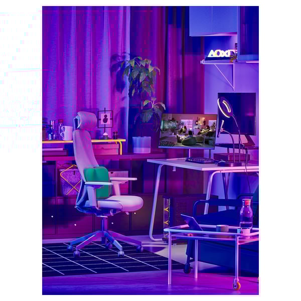 LÅNESPELARE monitor stand, black, 97x19 cm