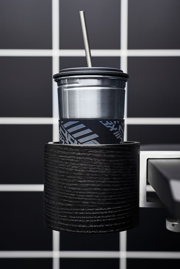LÅNESPELARE mug holder, black, 11 cm