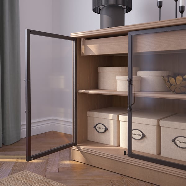 LANESUND sideboard, grey-brown, 161x47x81 cm