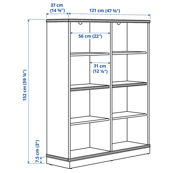 LANESUND storage combination, grey-brown, 242x37x152 cm
