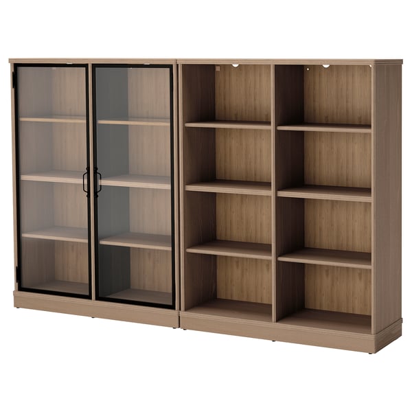 LANESUND storage combination, grey-brown, 242x37x152 cm