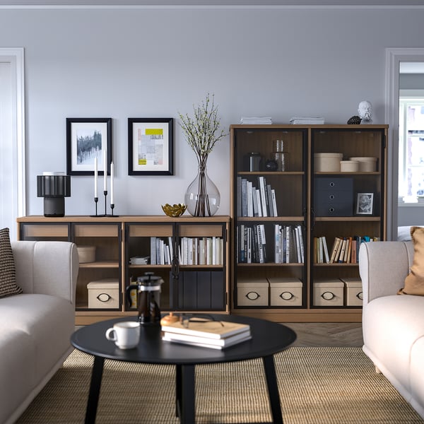 LANESUND storage combination, grey-brown, 282x47x152 cm