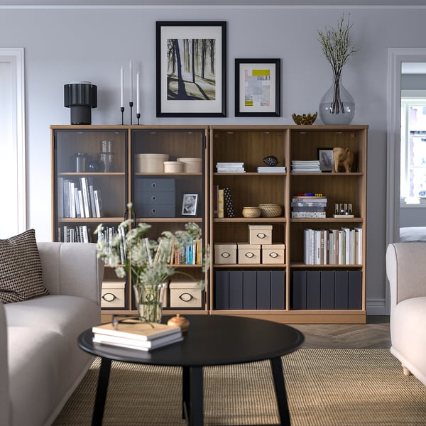 LANESUND storage combination, grey-brown, 242x37x152 cm