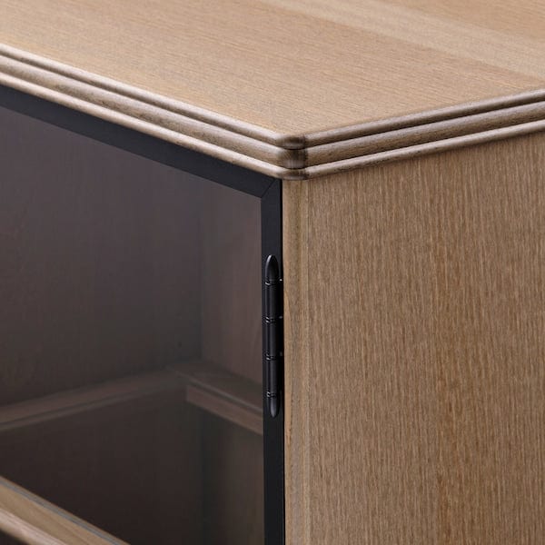 Ikea LANESUND - Glass-door cabinet, grey-brown, 121x37x152 cm