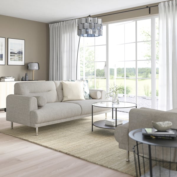 LÅNGARYD 2-seat sofa, Lejde light grey/metal, 198x82x90 cm