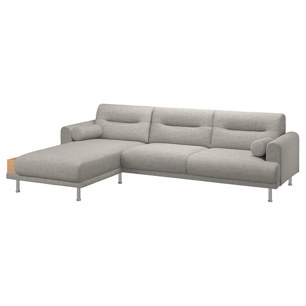 LÅNGARYD 3-seat sofa w chaise longue, left, Lejde/light grey metal, 17x59x162 cm