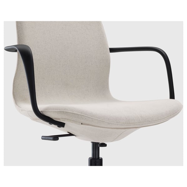 LÅNGFJÄLL conference chair with armrests, Gunnared beige/black, 53x92x68 cm