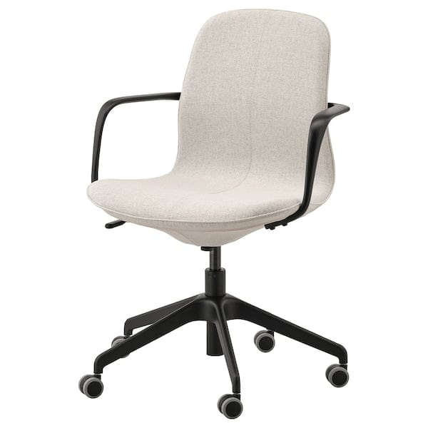 Ikea LÅNGFJÄLL Office chair with armrests - Gunnared beige/black ,