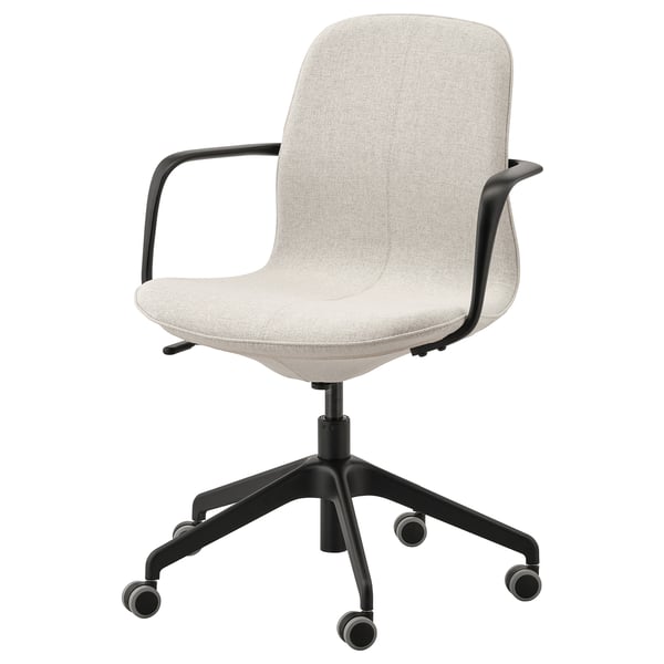LÅNGFJÄLL conference chair with armrests, Gunnared beige/black, 53x92x68 cm